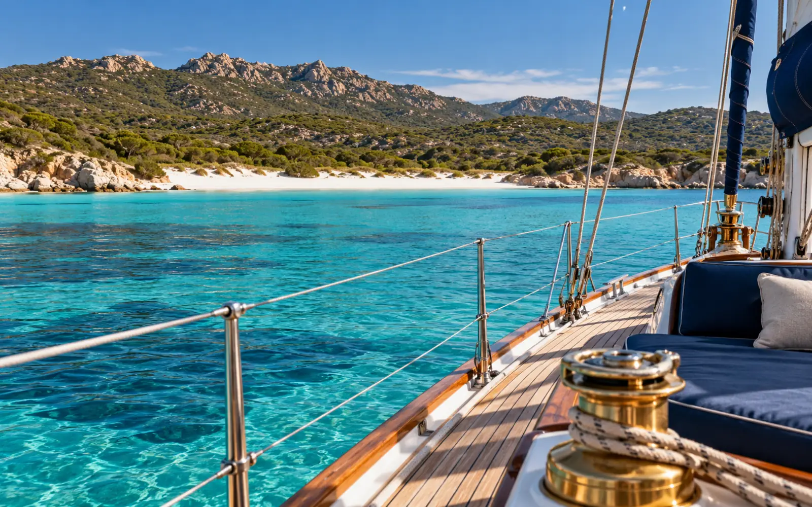La plage de Saleccia et le désert des Agriates vus depuis un voilier