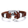 Bracelet Ancre en Cuir Marron presentation fond blanc zoom