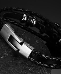 bracelet ancre cuir tresse dos