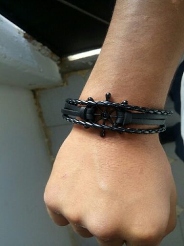 GRATUIT - Bracelet de marin homme/femme motif gouvernail en cuir photo review