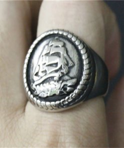 Bague pas cher de charme motif bateau de mer