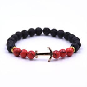 Bracelet Ancre en pierre volcanique Rouge