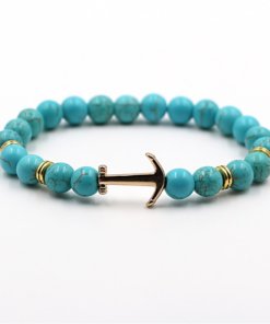 Bracelet d'Ancre doré en pierre naturelle turquoise