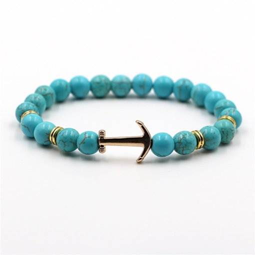 Bracelet d'Ancre doré en pierre naturelle turquoise
