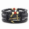 Bracelet de charme 3 tons motif Ancre