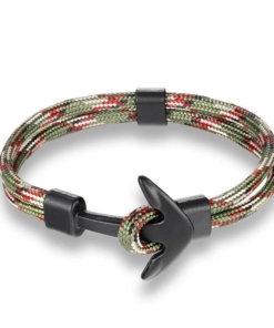 Bracelet en corde tissée motif Ancre marine camouflage