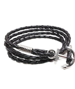 Bracelet-multicouche-tressé-et-tissé-Ancre-marine