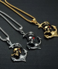 Collier avec pendentif Ancre de Pirate 3 couleurs