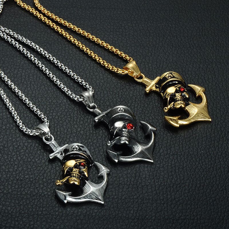 Collier avec pendentif Ancre de Pirate 3 couleurs