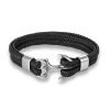 Bracelet-Corde-Tissée-en-Cuir-Ancre-Marine-argent