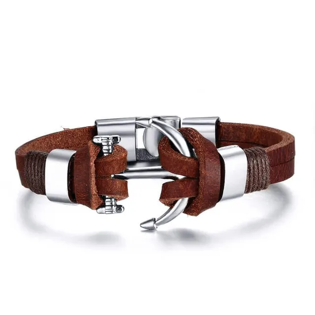Bracelet cuir et ancre à levier