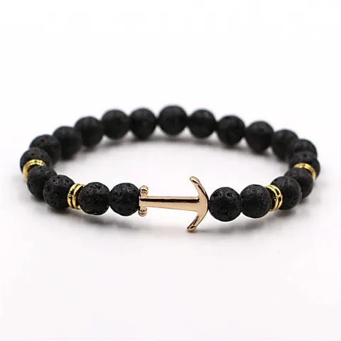 Bracelet d'Ancre doré en pierre naturelle lave