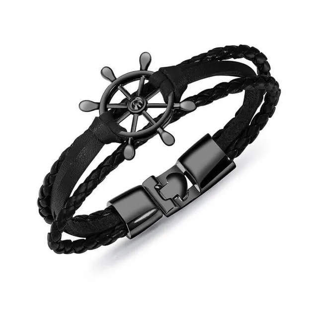 Bracelet gouvernail cuir multicouche