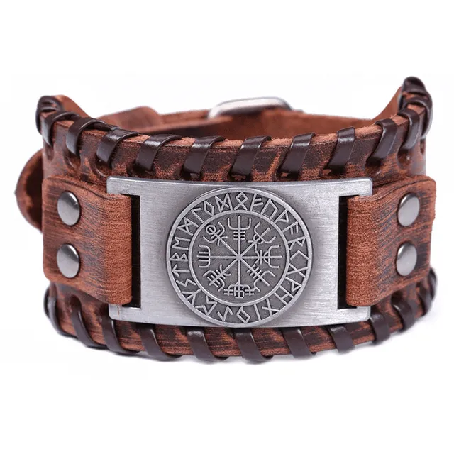 Bracelet cuir large Vegvisir