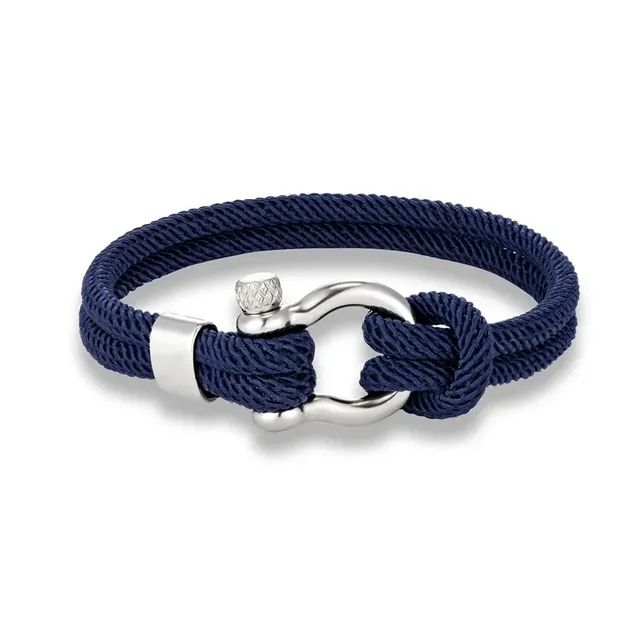 Bracelet corde marin à manille en acier